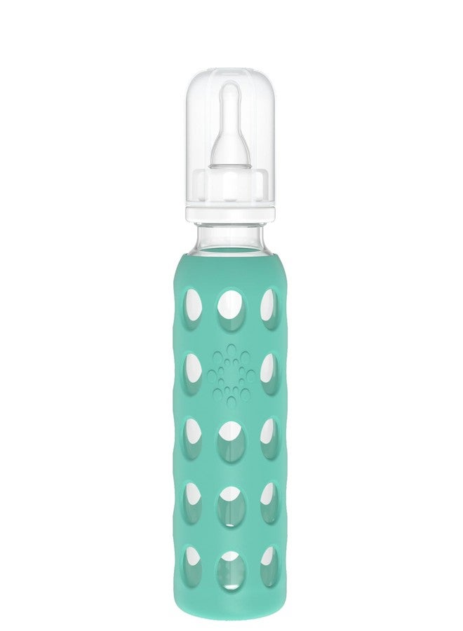 Lifefactory 9-Ounce Glass Baby Bottle with Stage 2 Nipple and Protective Silicone Sleeve Kale (LF110018C4) - Image 1